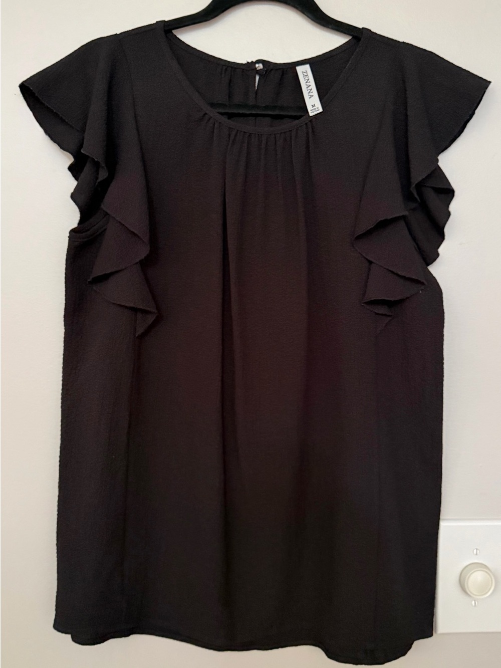 Zenana Outfitters Black Ruffle Sleeve Blouse